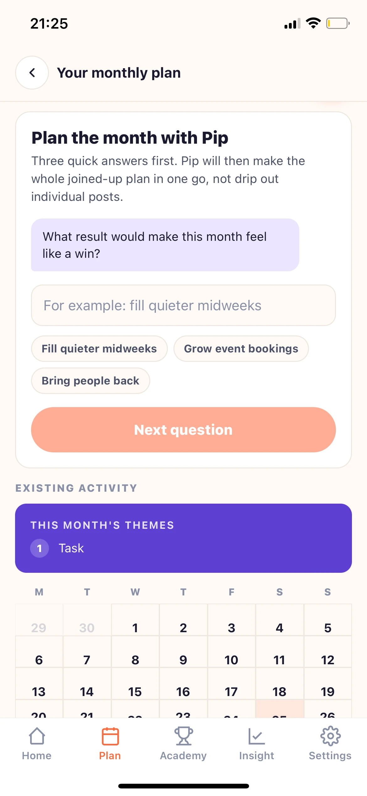 Pip monthly marketing plan